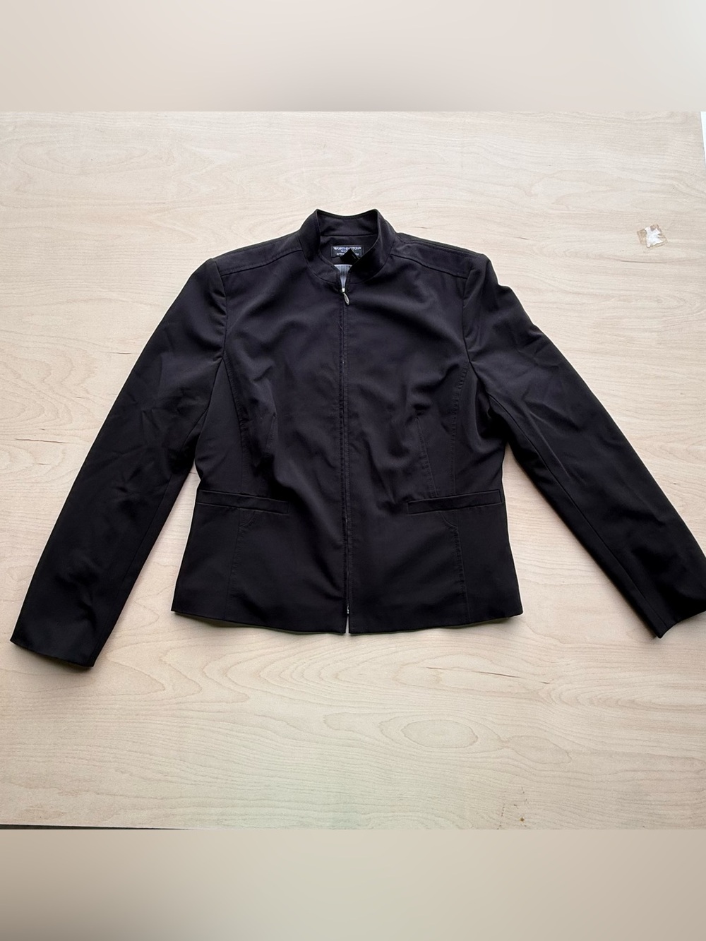 Worthington Works Stretch Separates Black Full Zip Blazer Jacket size 12